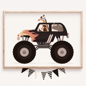Safari Animal Truck Nursery Print: Playful Kids Room Decor (Digital Download