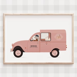 Vintage cars print, Animals in cars, Whimsical nursery, Kids room decor, Nursery wallart, Vintage cars, Gender neutral, Cars wall art, Kids