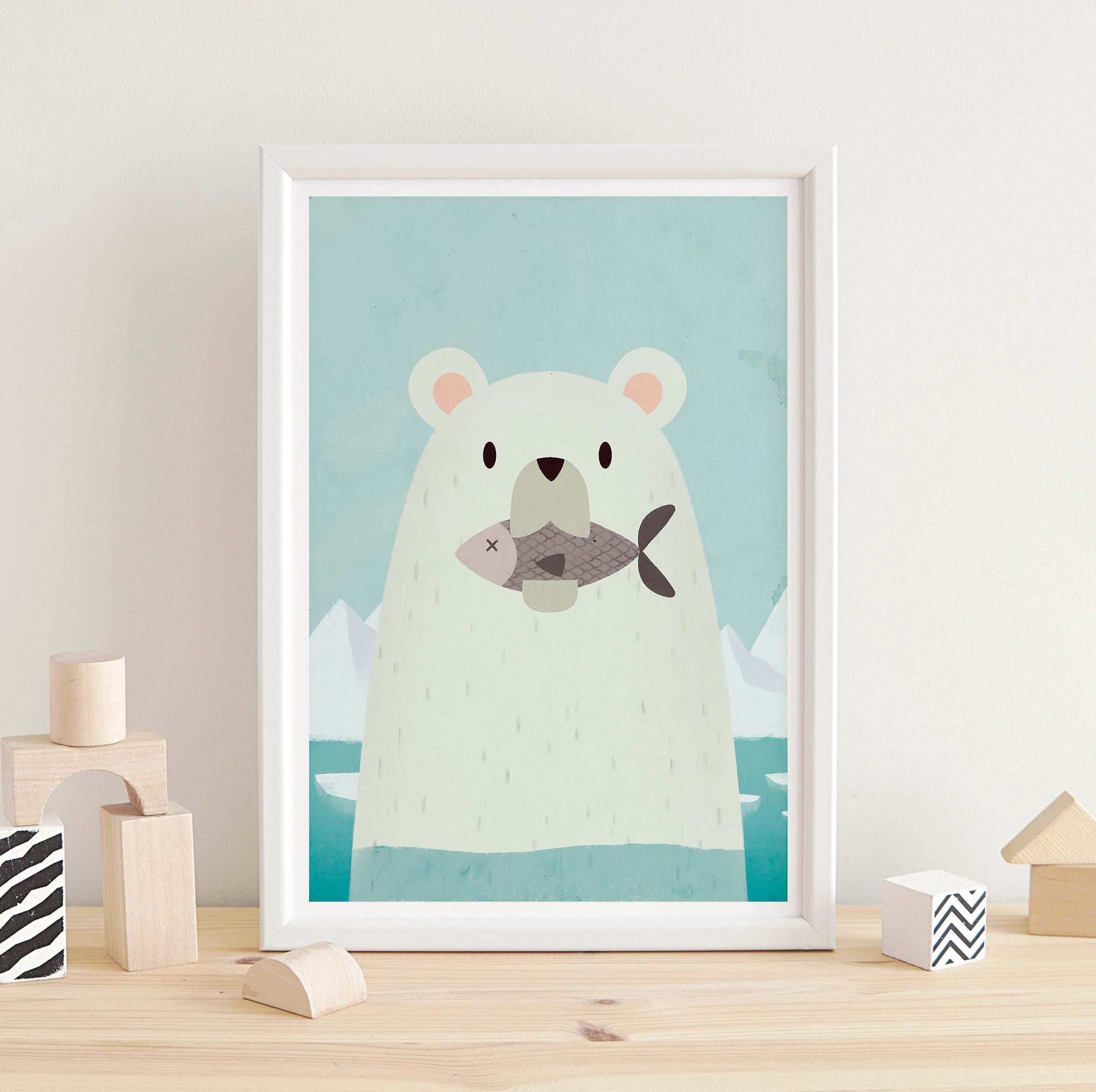 Polar Bear Bear Print Polar Bear Print Nursery Animal - Etsy