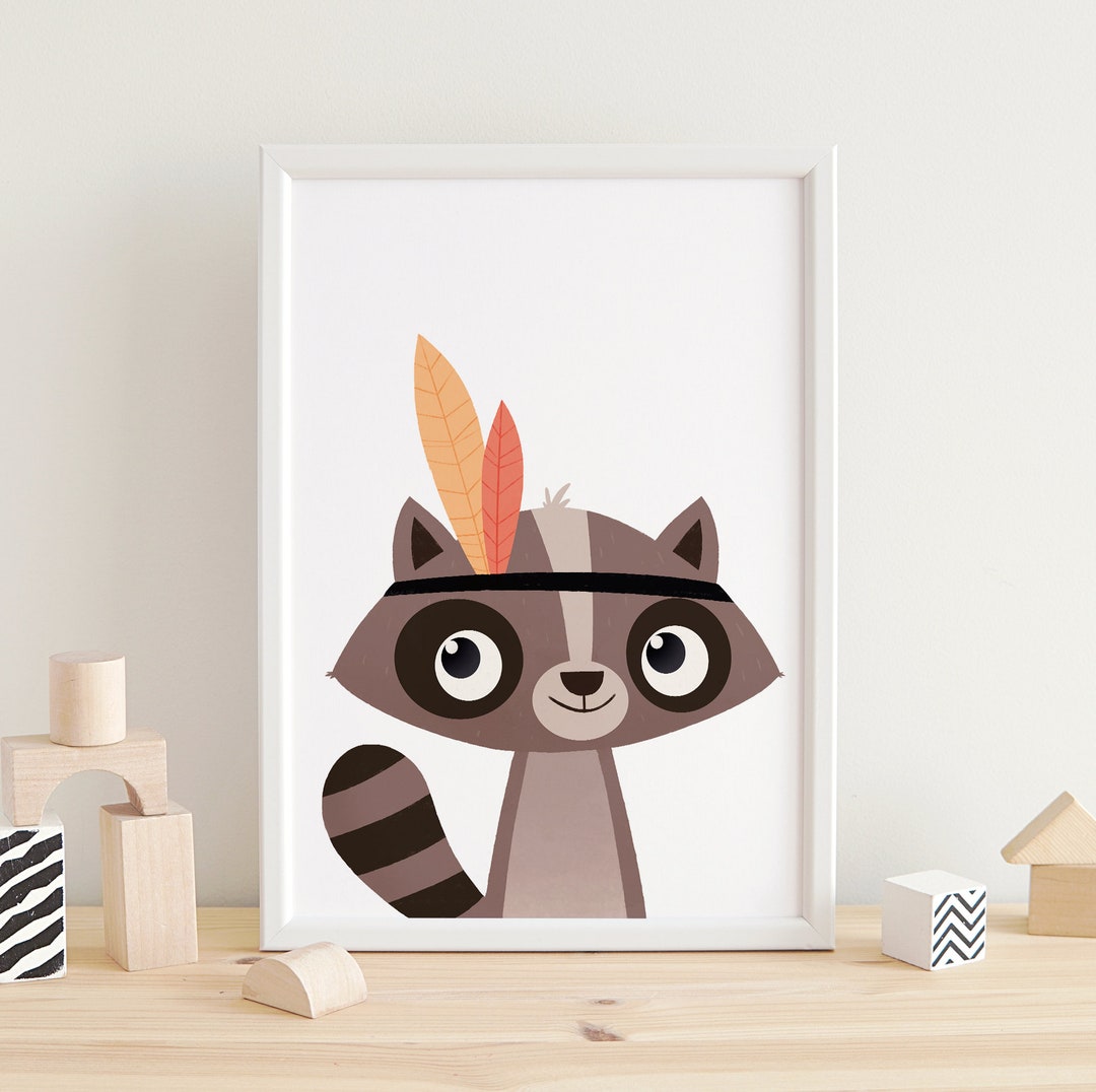 Racoon Print, Cute Animals, Animals Wall Art, Nursery Decor, Animal