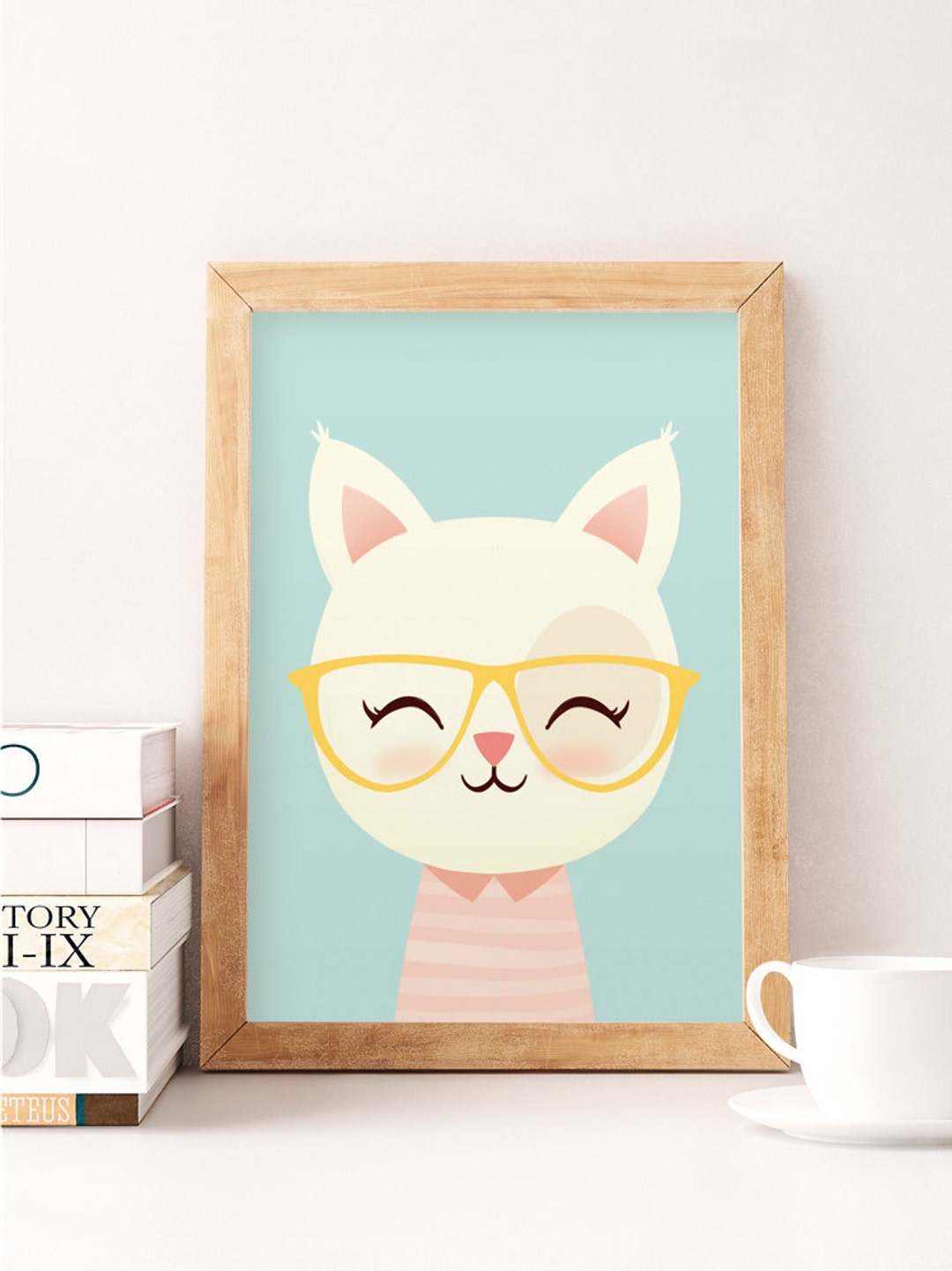 Cute Cat Print Cat Wall Art Animals Print Safari Wall Etsy