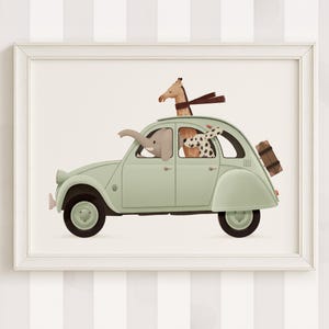 Elephant & Giraffe Nursery Art: Whimsical Animal Print (Digital Download)