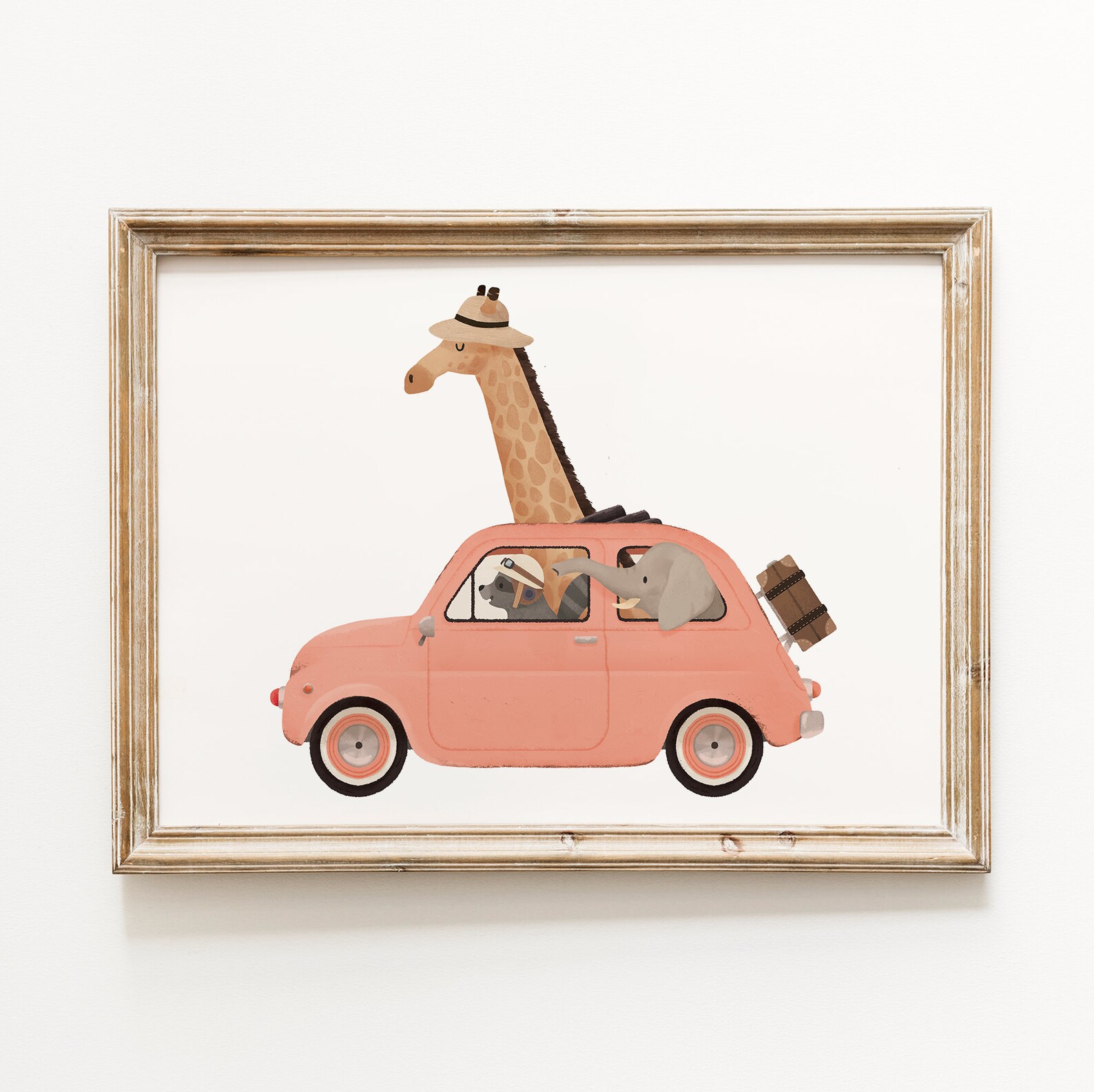 Vintage Cars Print Animals in Cars Whimsical Nursery Kids Etsy