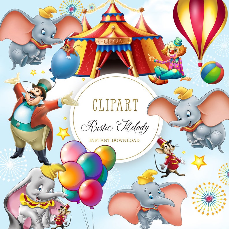 Dumbo ClipartDumbo PNG Files Dumbo PNG Characters Dumbo | Etsy