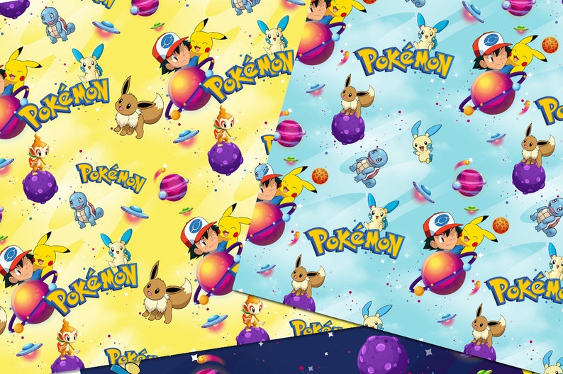 Seamless Pokemon pattern digital paper pack Pokemon Etsy