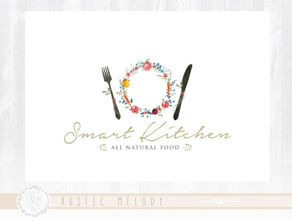 Natural Food Logo Restaurant Logo Fork And Knife Logo Food Etsy