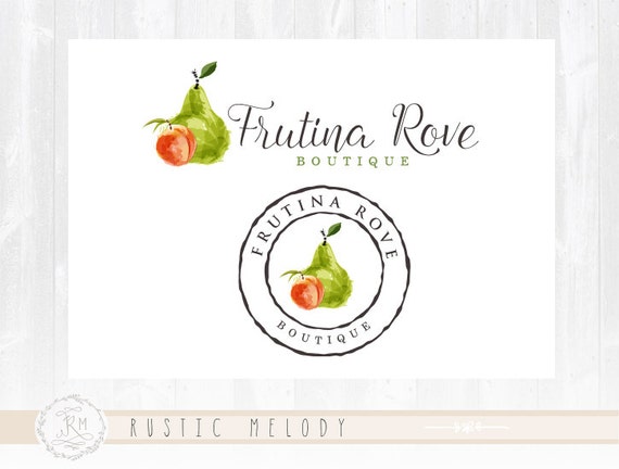 Fruits Logo Design Natural Food Logo Vegan Logo Food Blog Logo Etsy