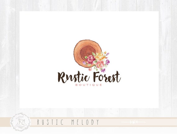 wood logo design photography logo design floral logo rustic etsy wood logo