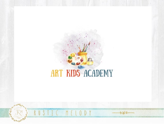 Art Logo Design Kids Art Classes Logo Paint Brush Logo Etsy