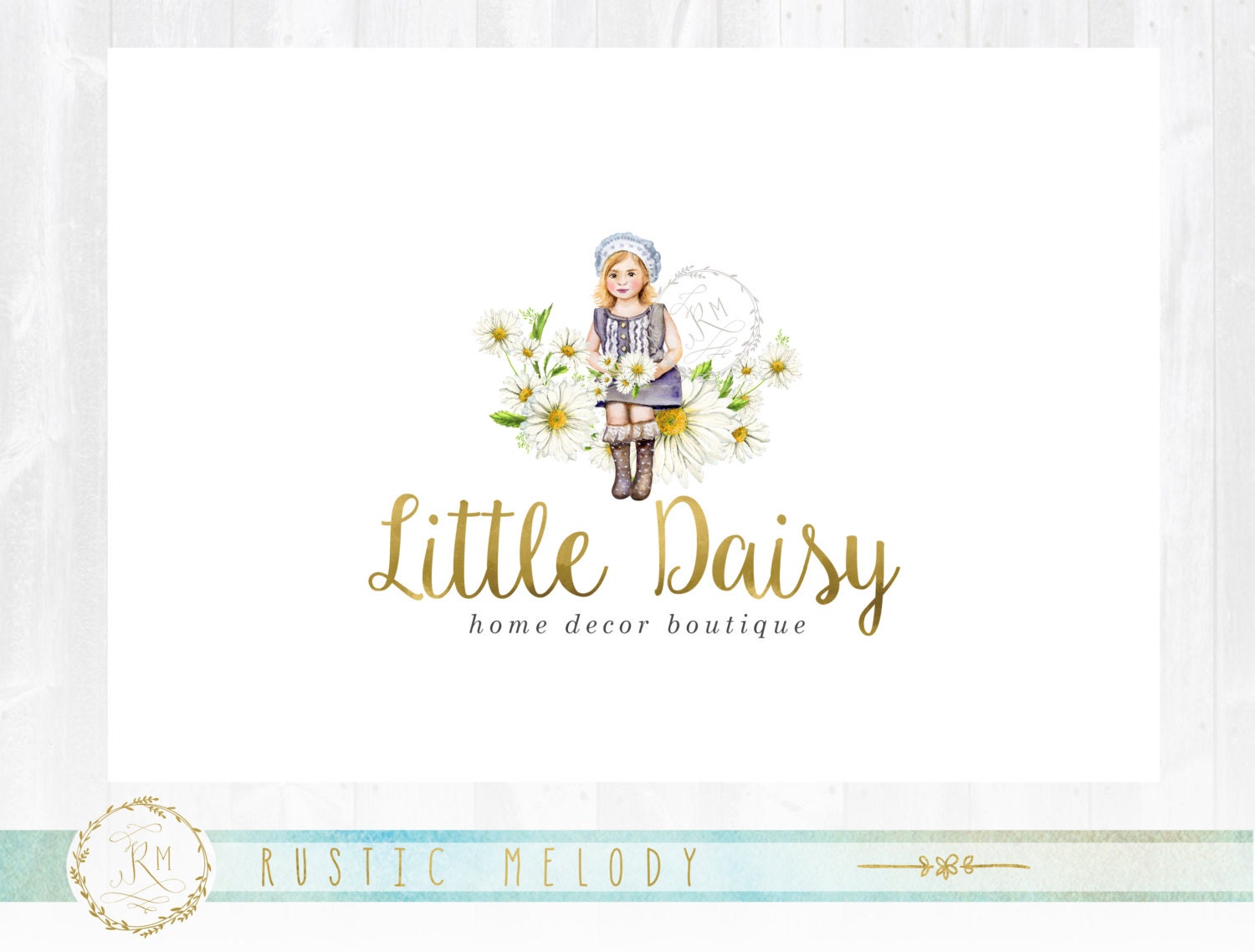 Daisy Logo design Floral logo Girl Logo Boutique Logo Etsy