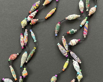 A1 Set of 3 Handmade Paper Bead Necklaces
