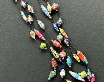 A2 Set of 3 Handmade Paper Bead Necklaces