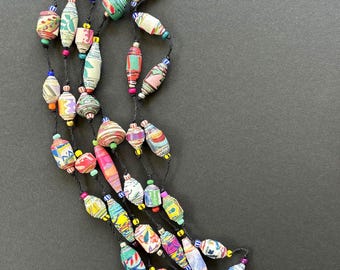 A5 Set of 3 Handmade Paper Bead Necklaces