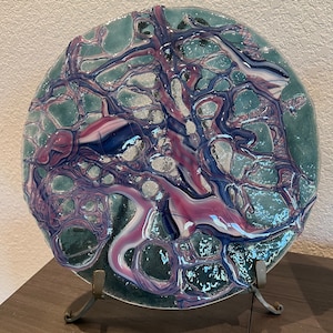 Abstract Fused Glass on Iron Display Stand