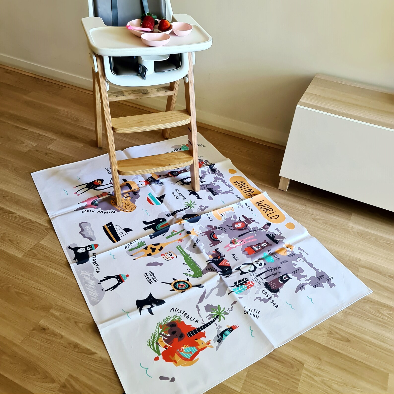 Animal World Messy Mat/ Splash Mat / Highchair Mat / Etsy