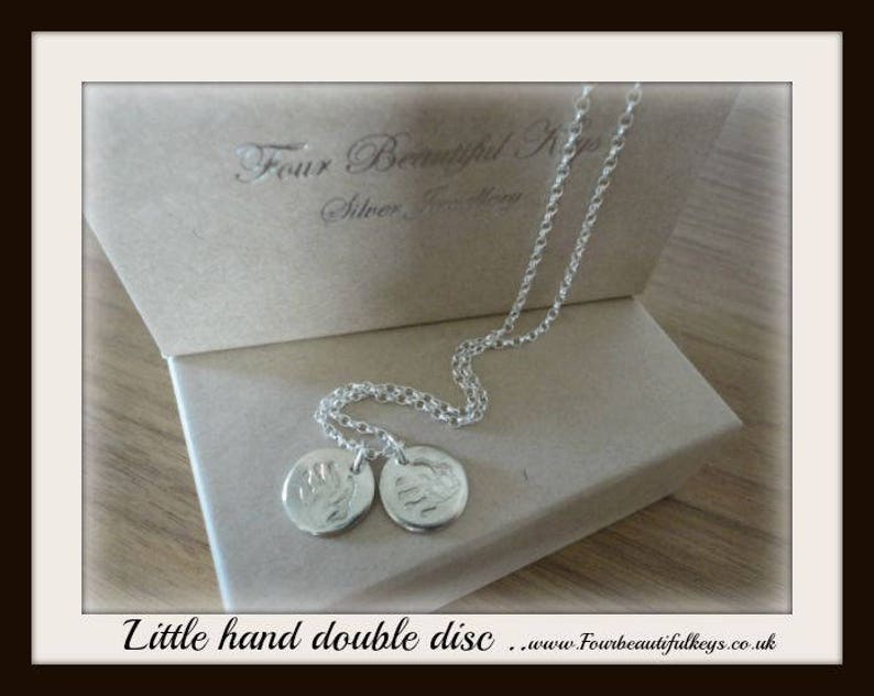 Little hand print necklace 2 discs.
