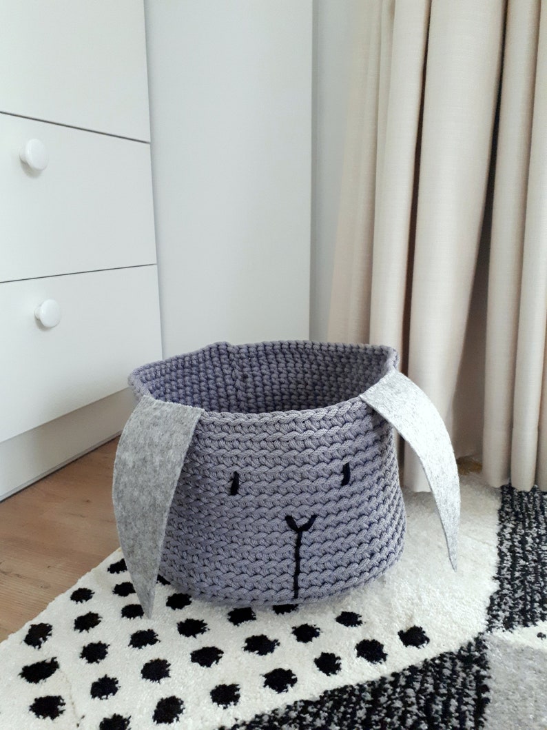 Bunny Toy Storage Basket Woodland Nursery Decor Rabbit Toy Etsy