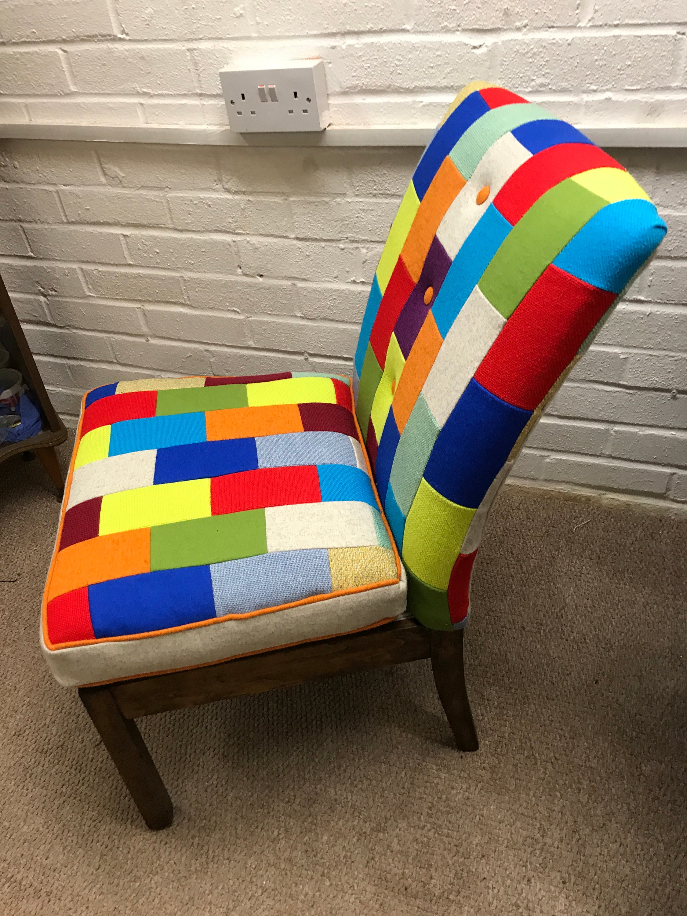 Vintage Small Bedroom Chair Reupholster in Bright Patchwork Etsy UK