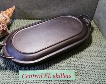 BSR Sportsman Cast Iron Shallow Fish Fryer P/N 3052D with Cover-Griddle P/N 3093 Circa 1950s/1970s Vintage