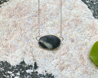 Black & White Basalt Beach Stone Pendant