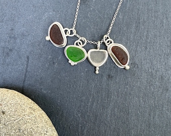 Maine Sea Glass & Sterling Silver Mini Charm Pendants