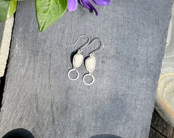 White Sea Glass Dangle Earrings