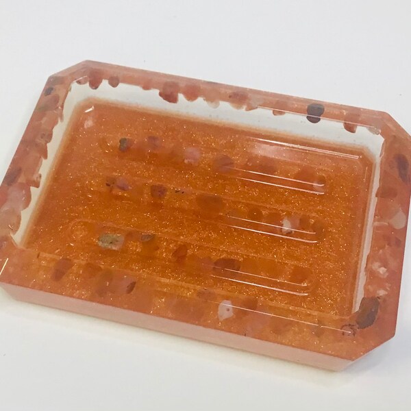 Carnelian Soap Dish - Crystals Soap Dish - Resin Soap Dish - Birthstone- Gemstones - Energy Crystals - Soap Dish - CP Soap - MP Acrylic Dish