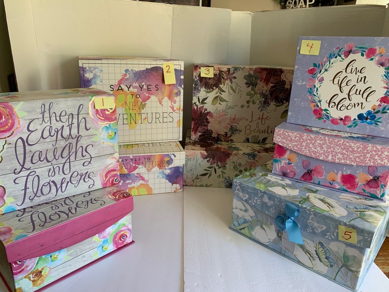 Decorative Boxes 3 Paper Mache Hinged and Flip Top Etsy