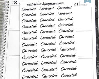Canceled Script Stickers - Word Stickers - Canceled Font Stickers - Canceled Planner Stickers - Font Stickers - Handlettered Stickers