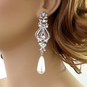Pearl Chandelier Earrings, Chandelier bridal Prom earrings, Pearl Earrings drop, Chandelier earrings wedding, Chandelier earrings for women