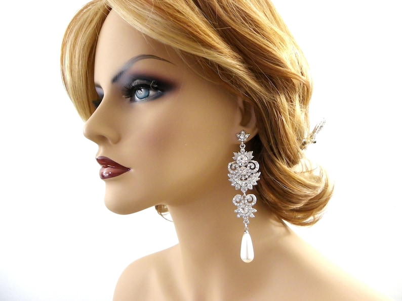 Bridal party gifts Bridal accessories Wedding jewelry Chandelier long Earrings 4 Long statement earrings Chandelier Crystal Earrings