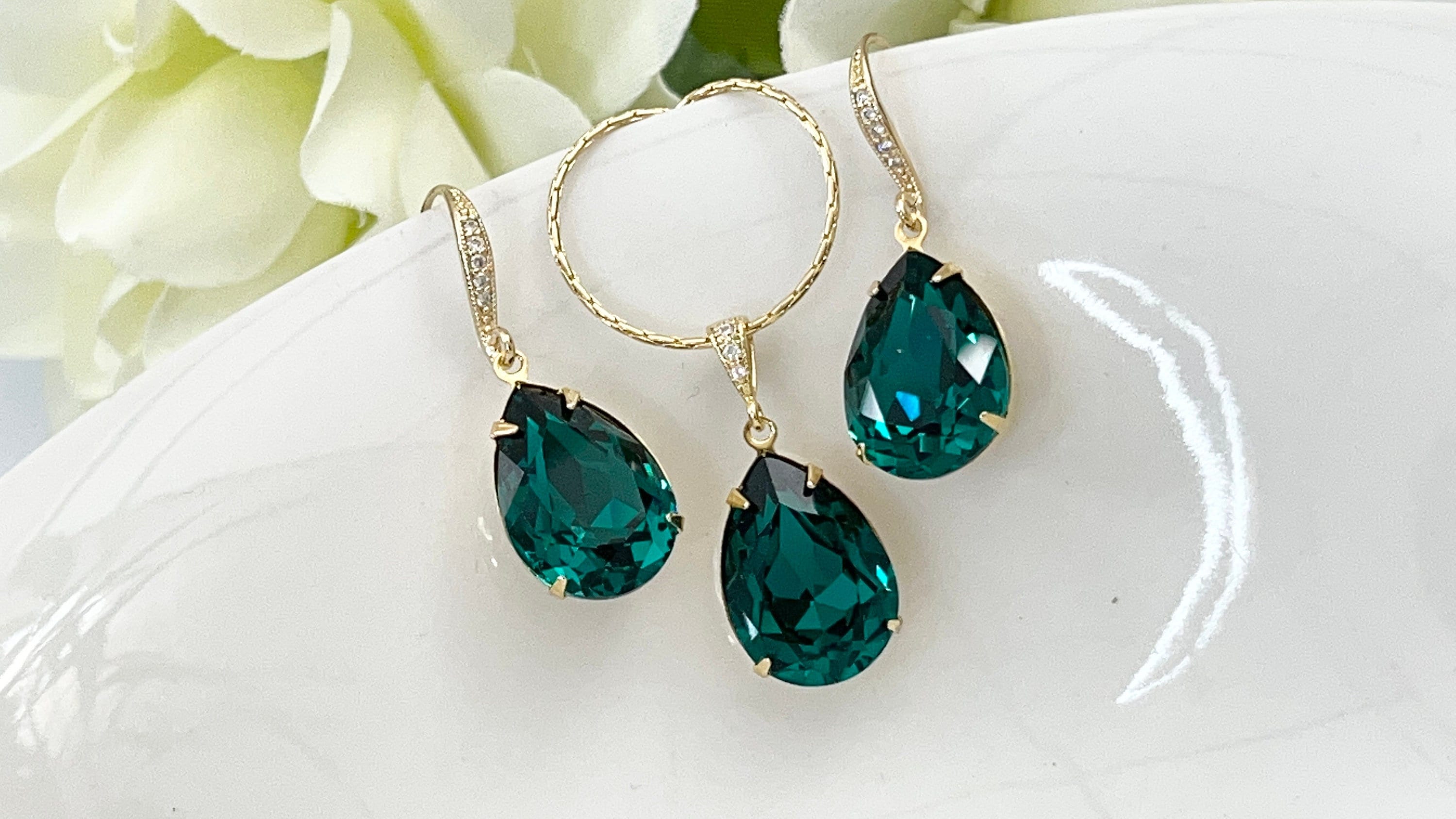 Gold Teal Necklace Etsy