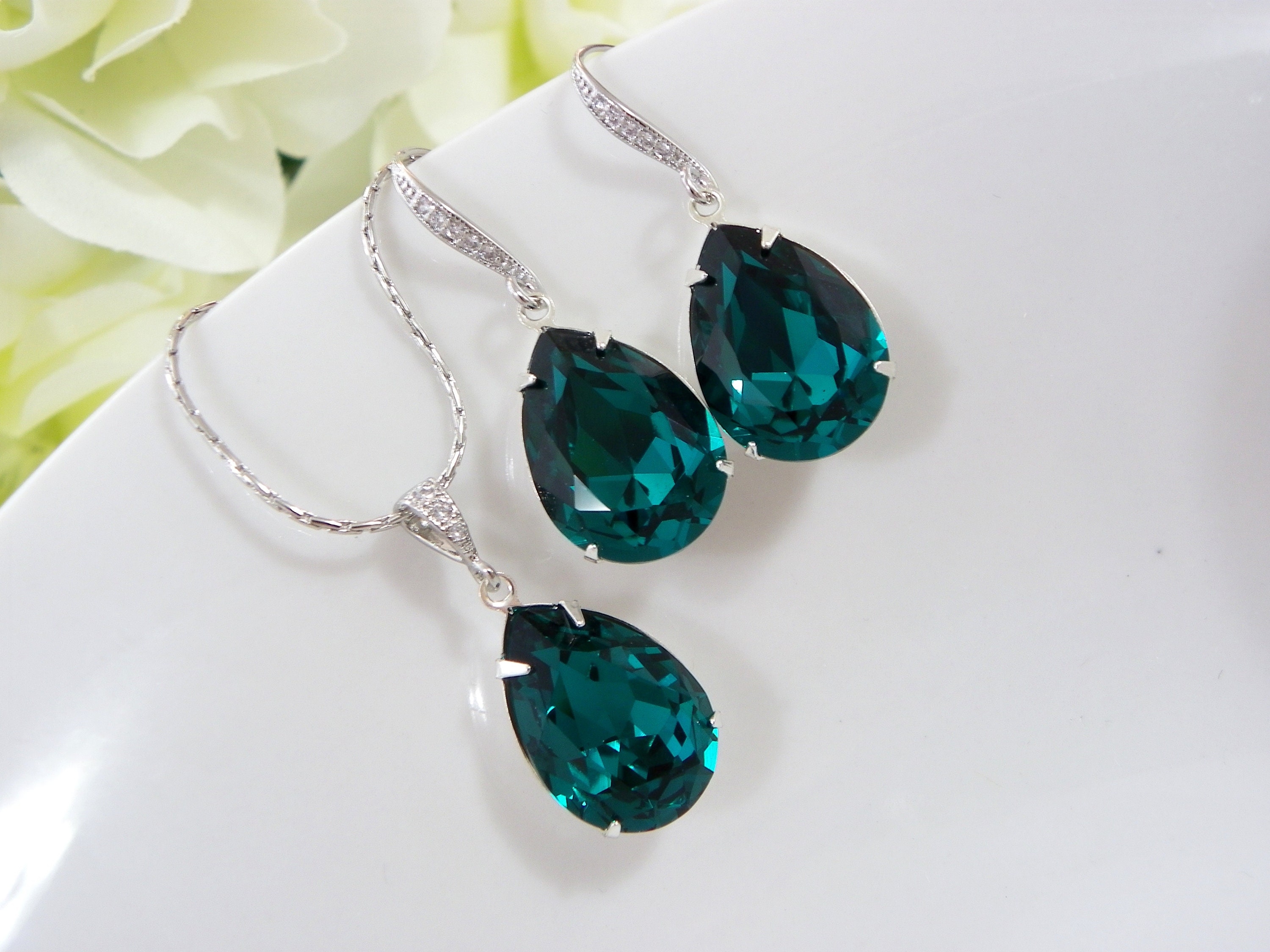 Teardrop Zircon Crystal Earrings