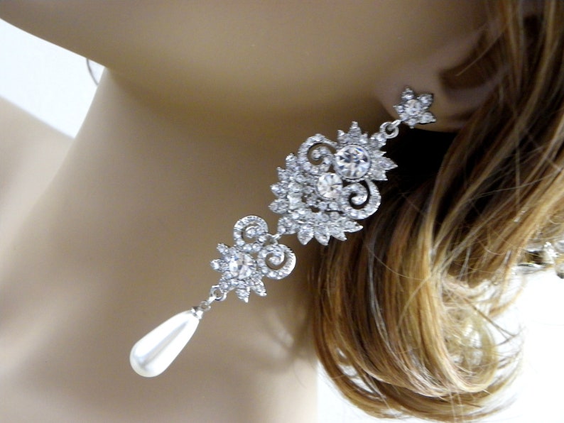 Bridal party gifts Bridal accessories Wedding jewelry Chandelier long Earrings 4 Long statement earrings Chandelier Crystal Earrings