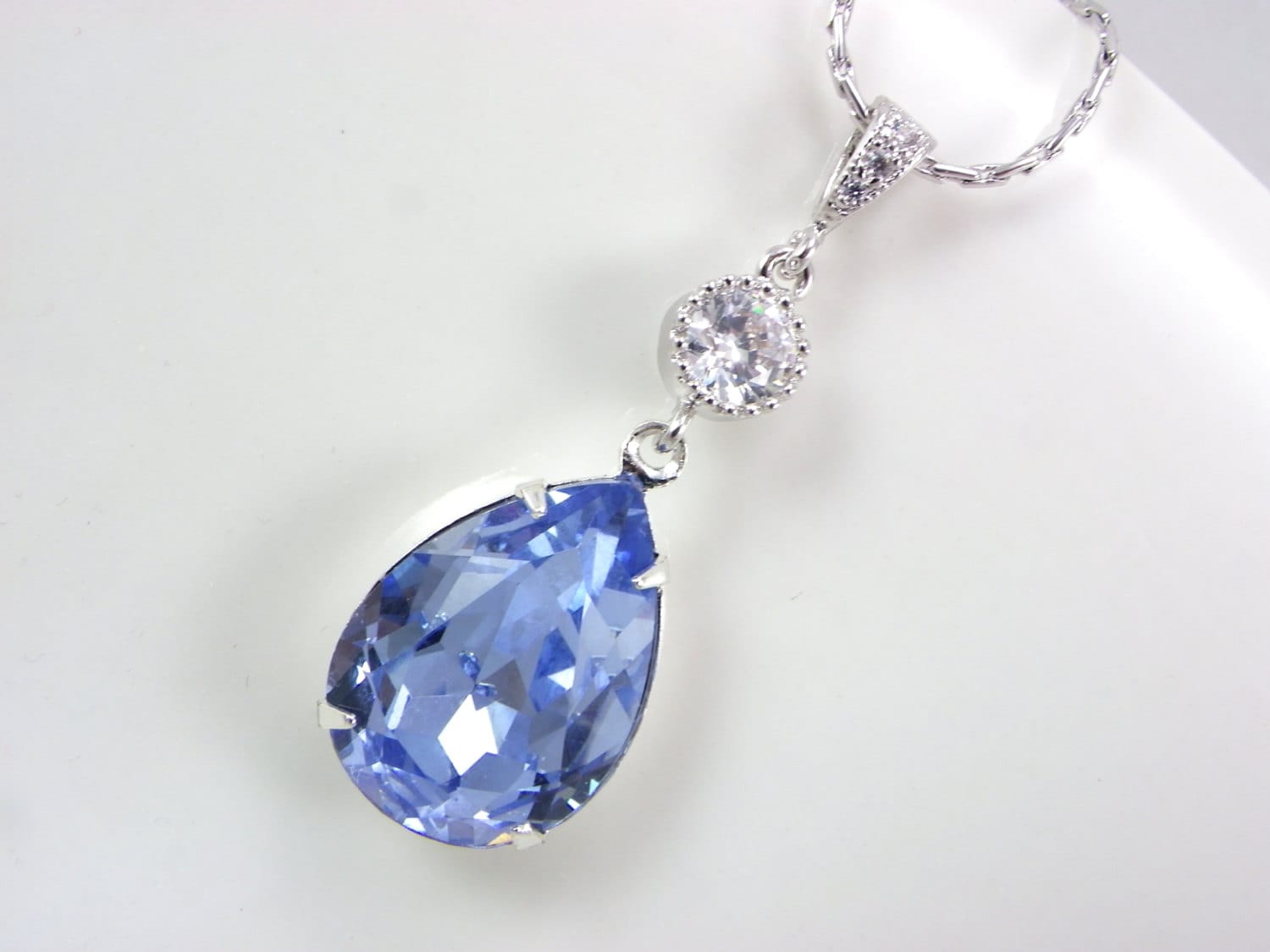 Light Sapphire Blue Bridal Necklace and earrings set Light Etsy