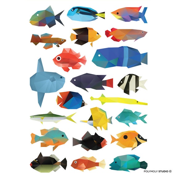 Tropical Fish Chart. Instant Download Digital Print, Wall Decor