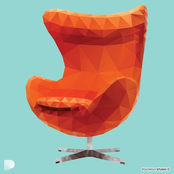 Egg Chair by Arne Jacobsen Polygon Art. Instant Download Digital Print, Wall Decor, Printable Art.