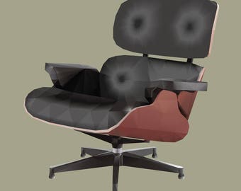 Eames Lounge Chair Polygon Art. Instant Download Digital Print, Wall Decor, Printable Art.