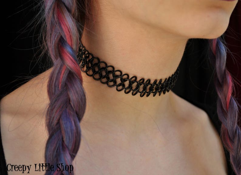Slave Chain Choker Necklacewide Loops Chokergothic Style Etsy