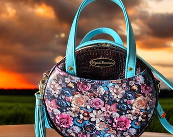 Handmade to order handbags, crossbody bags, totes, backpacks, money organizers, embroidered on request, round bag, Mother's Day gifts