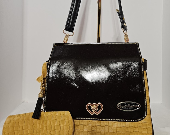 Handmade yellow basket weave crossbody bag purse gifts for her faux leather Mother's day