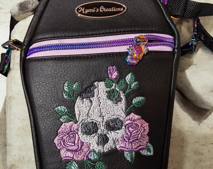 Handmade coffin crossbody bag, Halloween handbag gifts for her faux leather purse