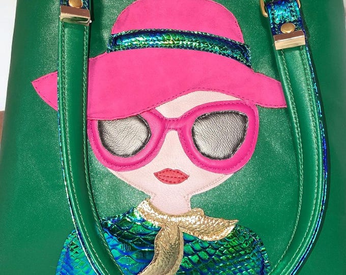Handmade tote bag shoulder bag avatar design applique, large capacity, gift for her, Mother's Day gift