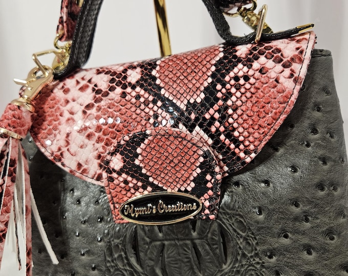 Handmade Ostrich snakeskin crossbody bag purse handbag ecofriendly bag gifts for her Mother's Day