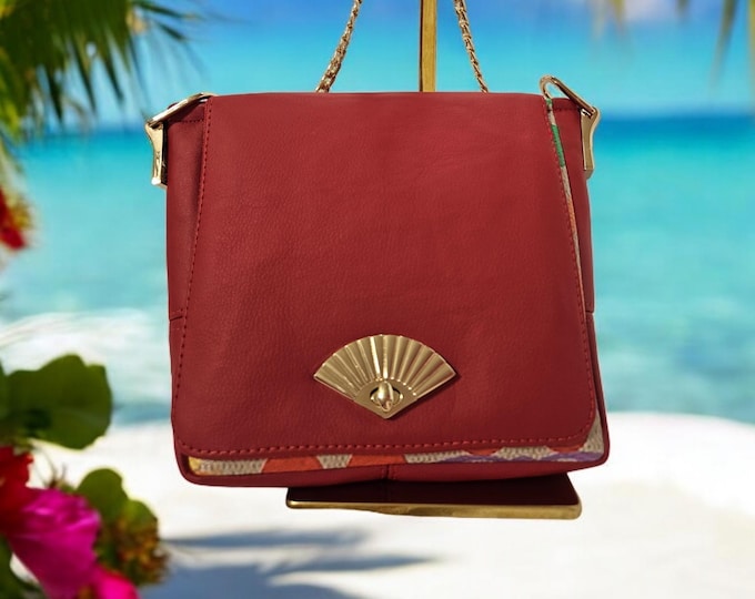 Handmade crossbody bag shoulder bag purse designer faux leather red, gifts for her, Mother's Day gifts