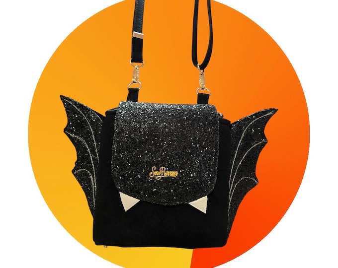 Handmade bat shape crossbody bag, Halloween theme bag gifts for her