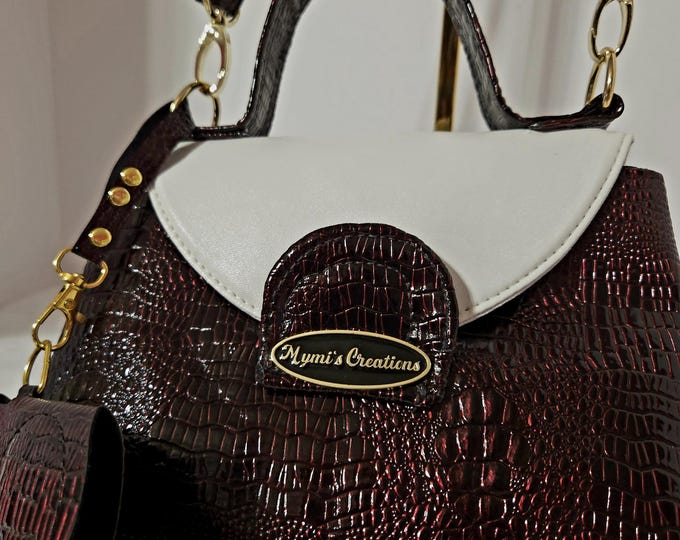 Handcrafted burgundy crossbody bag purse ecofriendly leather
