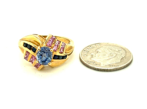 Vintage 10k Ring with Multicolored Spinel Stones … - image 10