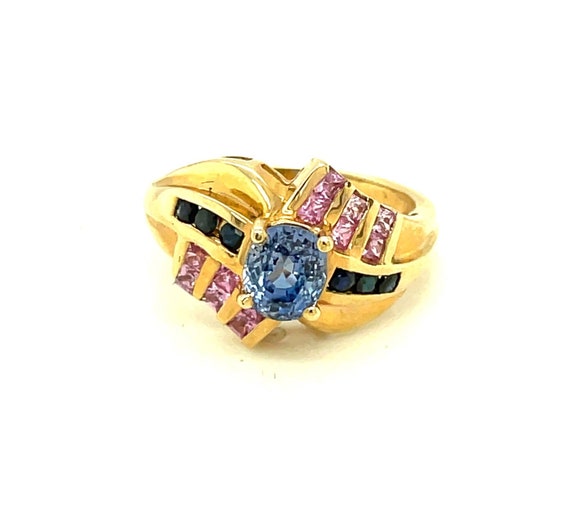 Vintage 10k Ring with Multicolored Spinel Stones … - image 1
