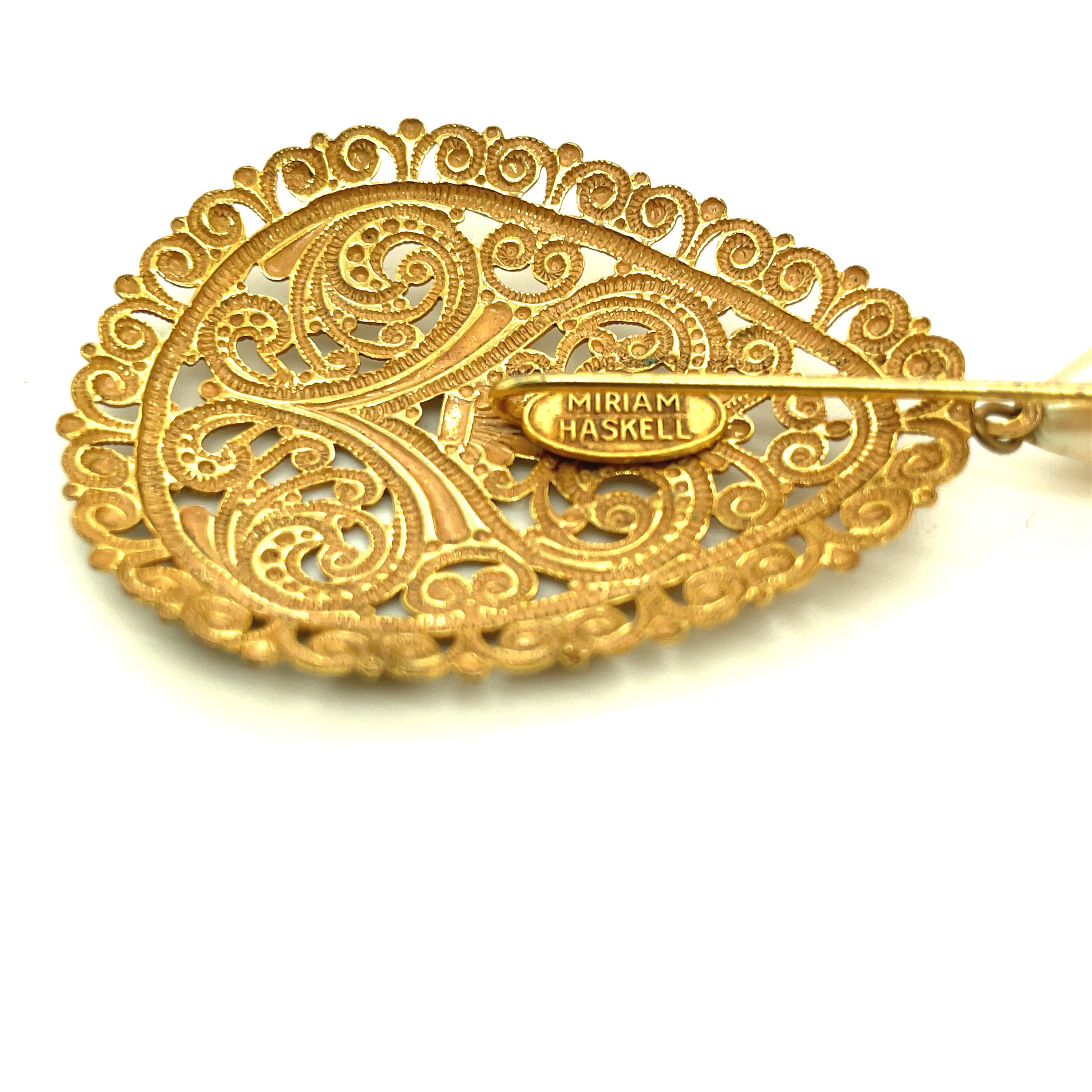 Miriam Haskell Gold Plated and Faux Pearl Hat Pin Etsy